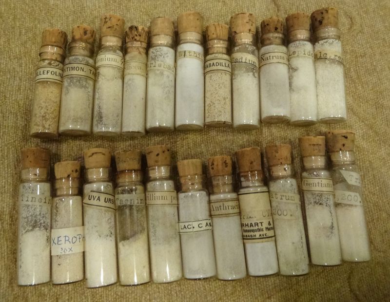 Scarce Late 19thC Homeopathic Medicine Bottles Pharmacy Vials - Lot #1