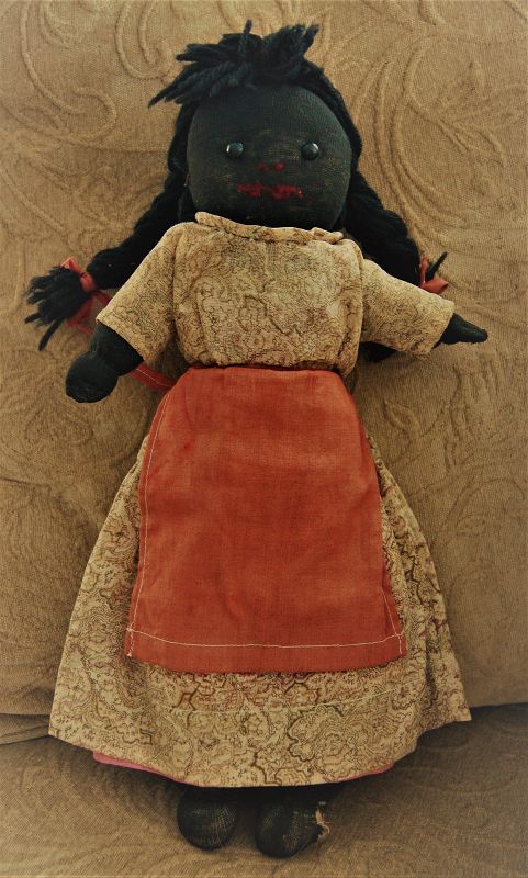 C1920 Vintage Black Memorabilia Folk Art Young Girl Stocking Rag Doll