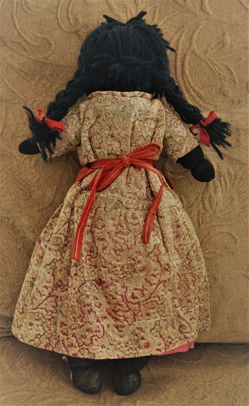 C1920 Vintage Black Memorabilia Folk Art Young Girl Stocking Rag Doll