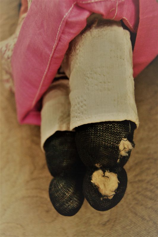 C1920 Vintage Black Memorabilia Folk Art Young Girl Stocking Rag Doll