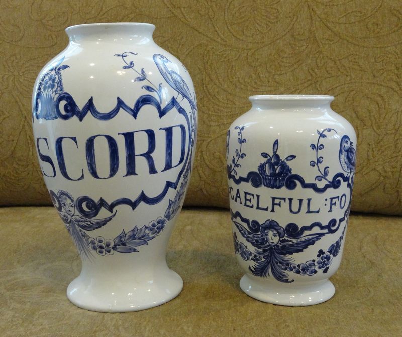 Pair of Lovely C1950-60s Apothecary Pharmacy Display Jars