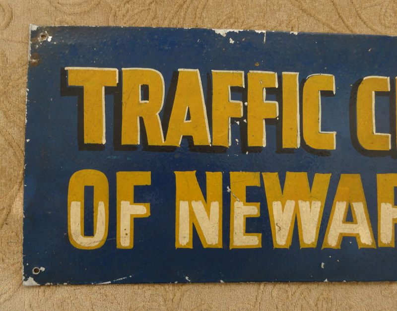 1940s Vintage Hand Painted Sign Traffic Club of Newark NJ Automobile