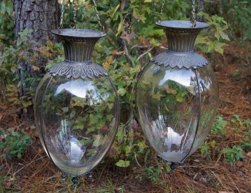 Apothecary Show Globe Lovely Pair of Hanging 1890s All Original Globes