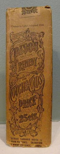 1910 PISO'S CANNABIS Cough Cold Remedy Patent Medicine Bottle Unopened