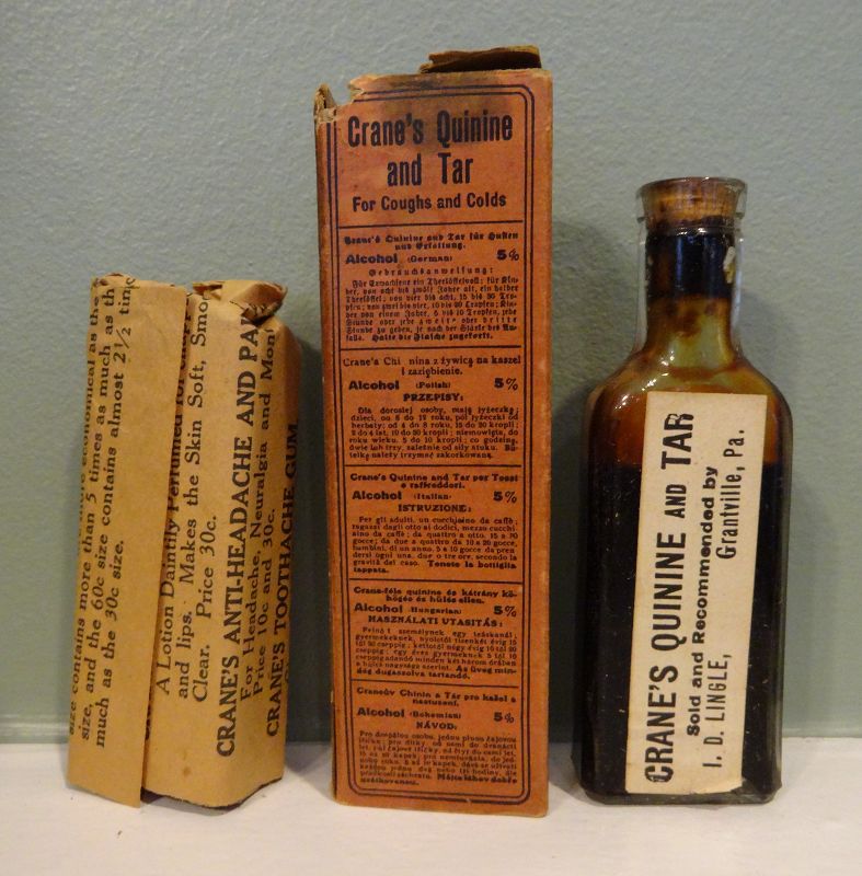 Vintage Cranes Cough + Cold Lung  Remedy w/ Quinine  - Patent Medicine