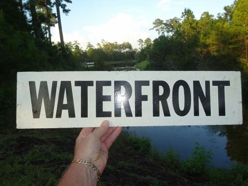 Nice 1950s 1960s Vintage Painted Wood Sign WATERFRONT Myrtle Beach