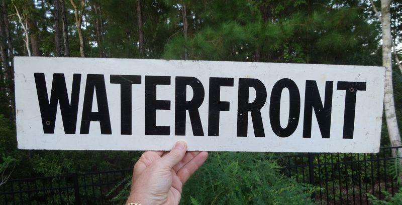 FAB 1950-60s Painted Wood Sign WATERFRONT Myrtle Beach South Carolina