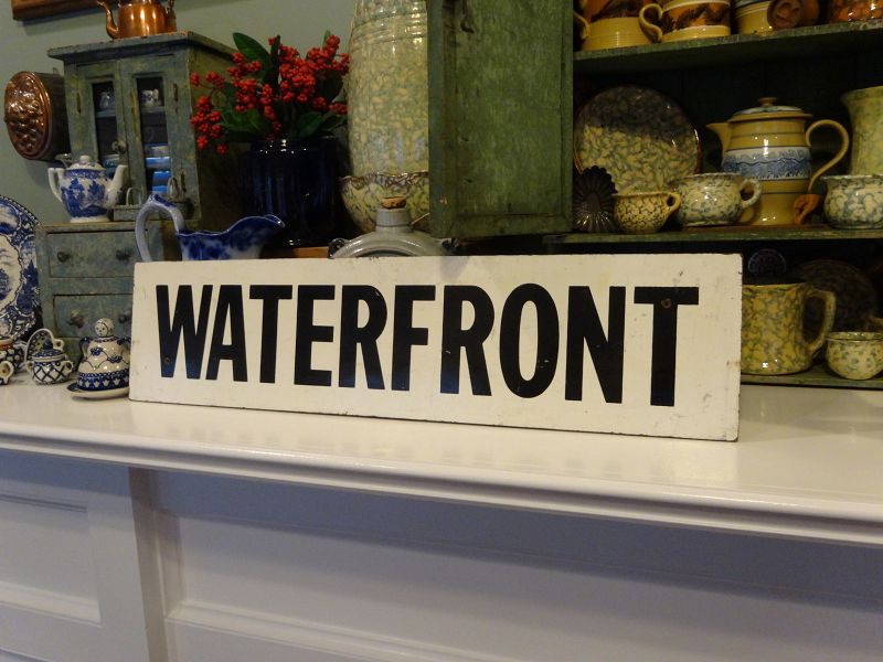 FAB 1950-60s Painted Wood Sign WATERFRONT Myrtle Beach South Carolina