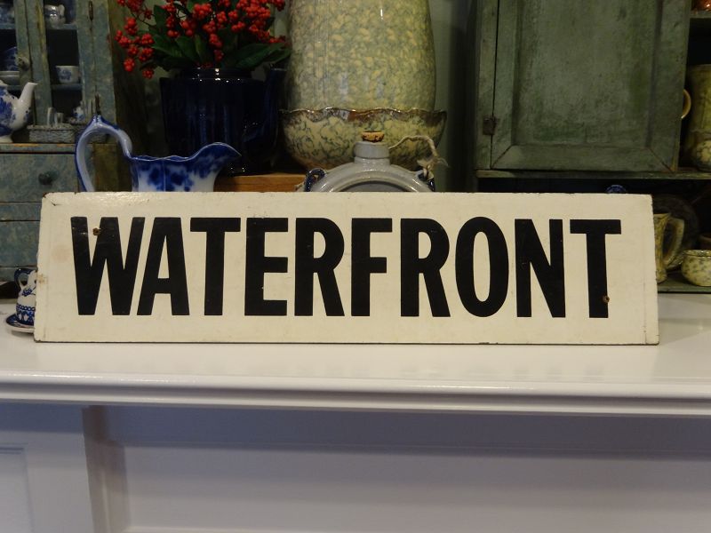 FAB 1950-60s Painted Wood Sign WATERFRONT Myrtle Beach South Carolina