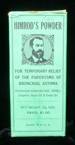 Great Asthma Remedy Medicine Bottle and Box HIMRODS POWDER