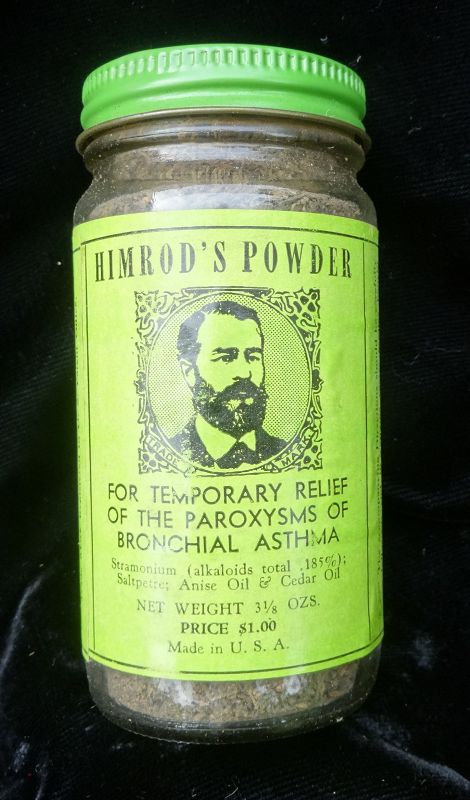 Great Asthma Remedy Medicine Bottle and Box HIMRODS POWDER