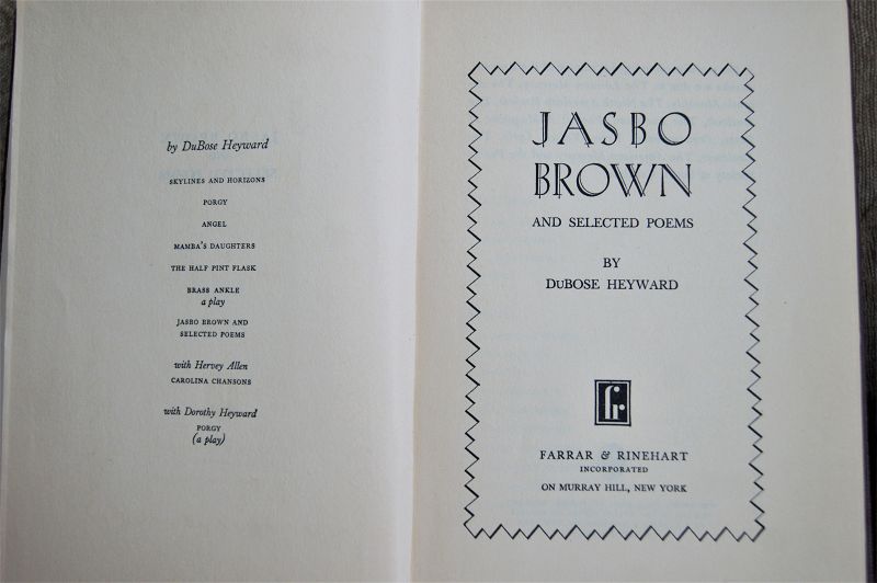 1stEd JASBO BROWN Book Selected Poems Black Culture by DuBose Heyward