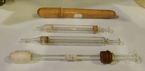 Two 19thC Medical Ear Syringes Hand Blown Glass