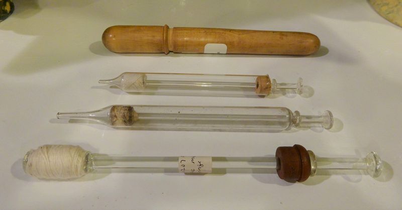 Two 19thC Medical Ear Syringes Hand Blown Glass