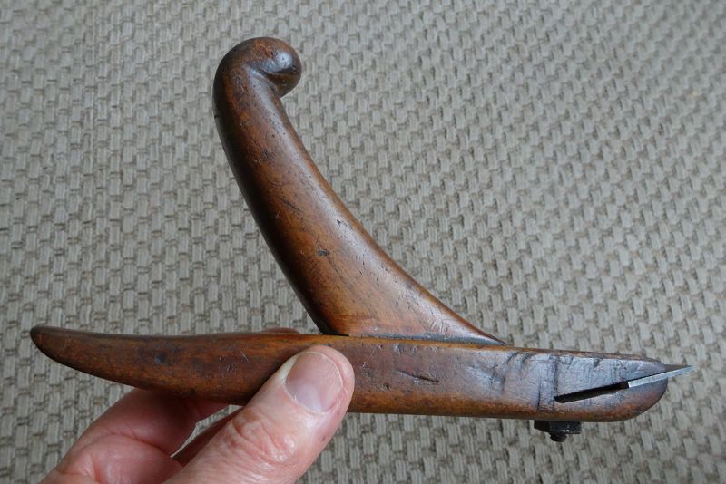 Mid19thC Hand Scraper Plane Woodworking Tool Unique Handsome Form