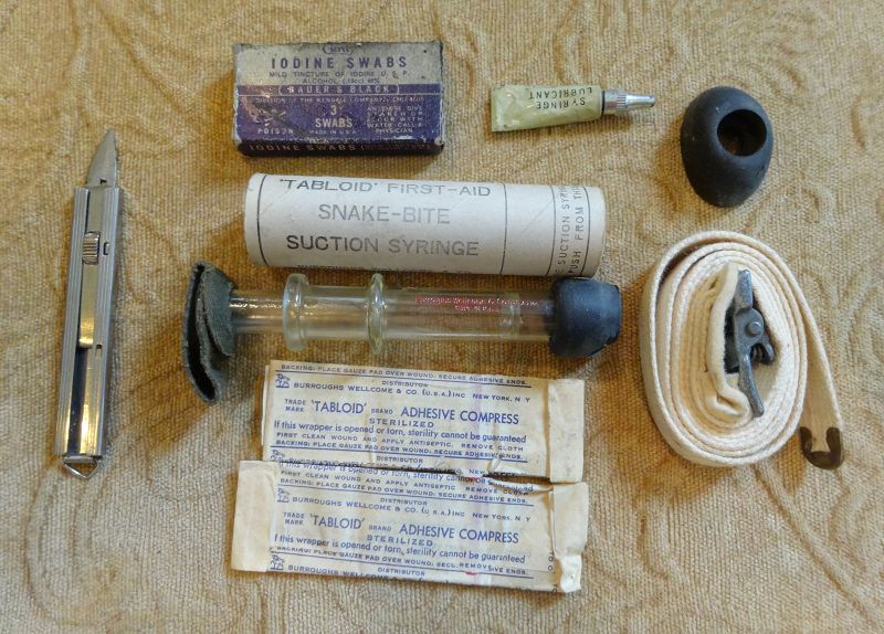 C1940s Snake Bite Medical Kit WWII Era Burroughs Wellcome &amp; Co.