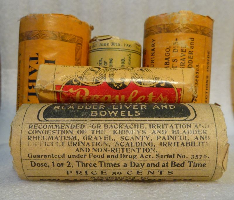 5 C1900-1920 Colorado Patent Medicine Pill Vials Liver Kidney Laxative