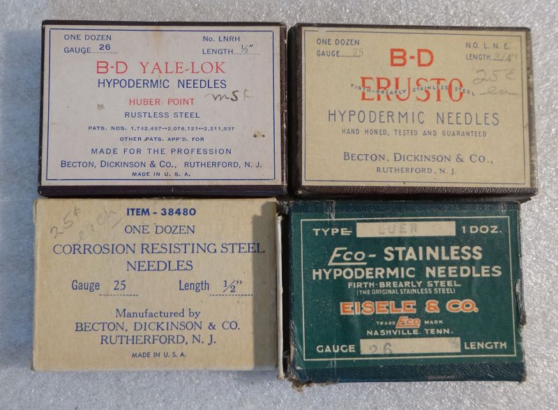 8 Boxes 1930-1940s Vintage Medicine Hypodermic Needles Pharmacy