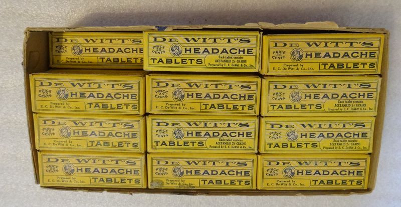 Scarce C1930s Dewitts Headache Tablets Pharmacy Drugstore Display