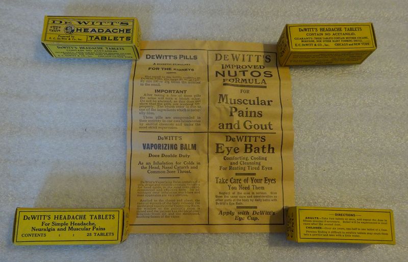 Scarce C1930s Dewitts Headache Tablets Pharmacy Drugstore Display