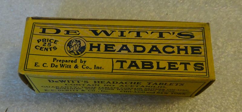 Scarce C1930s Dewitts Headache Tablets Pharmacy Drugstore Display