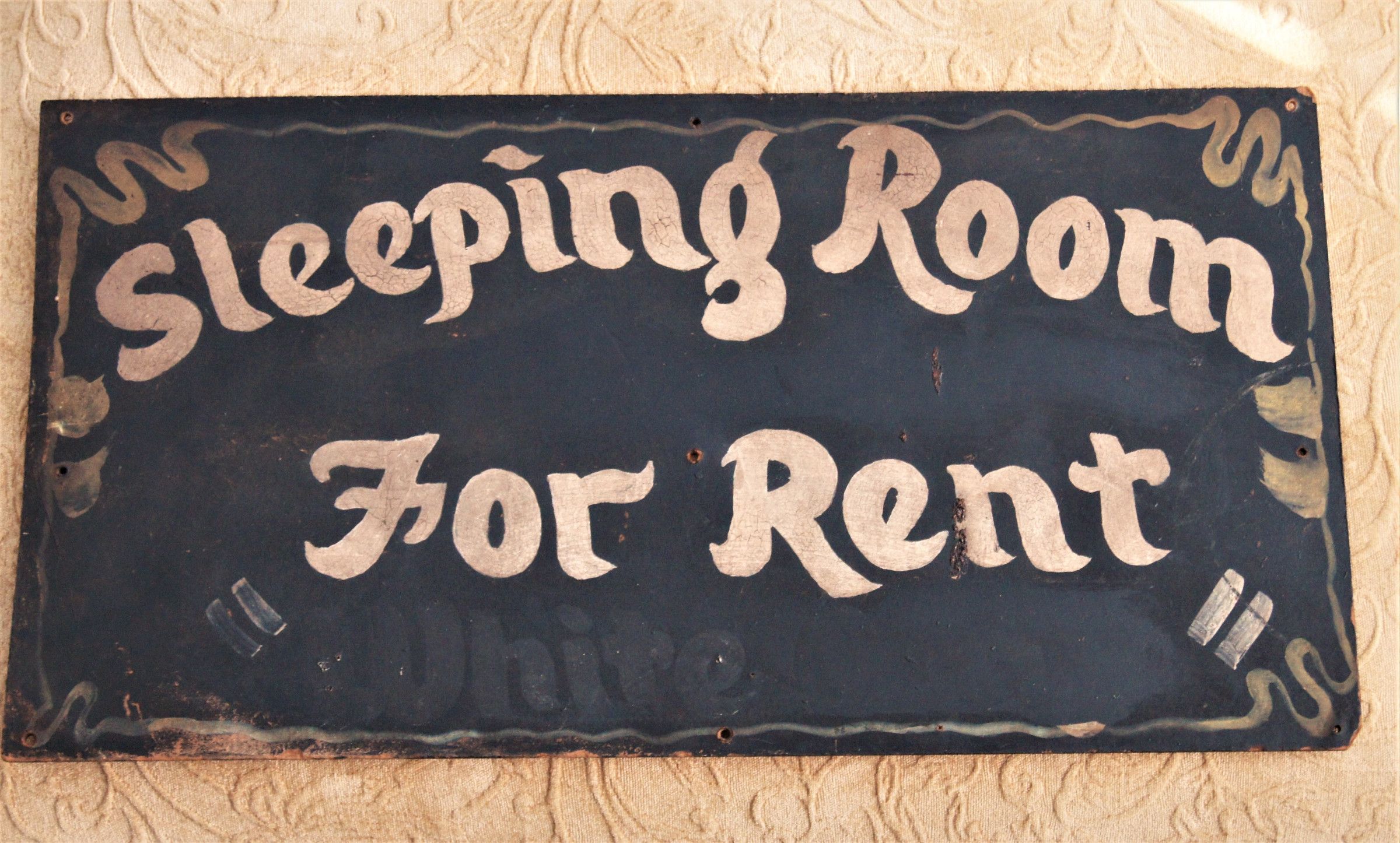 C1930s SEGREGATION Sign &quot;Sleeping Room For Rent &quot; &quot;WHITE ONLY&quot;