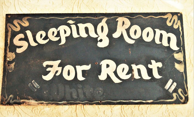 C1930s SEGREGATION Sign &quot;Sleeping Room For Rent &quot; &quot;WHITE ONLY&quot;