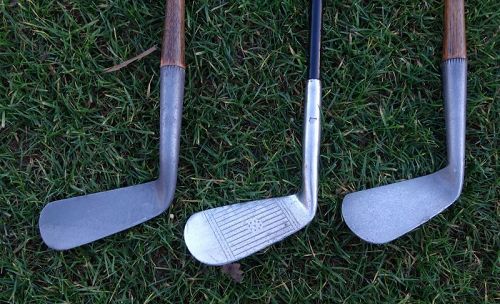 3 Wright Ditson Golf Clubs Hickory Smooth Face Clubs ST ANDREWS RARE