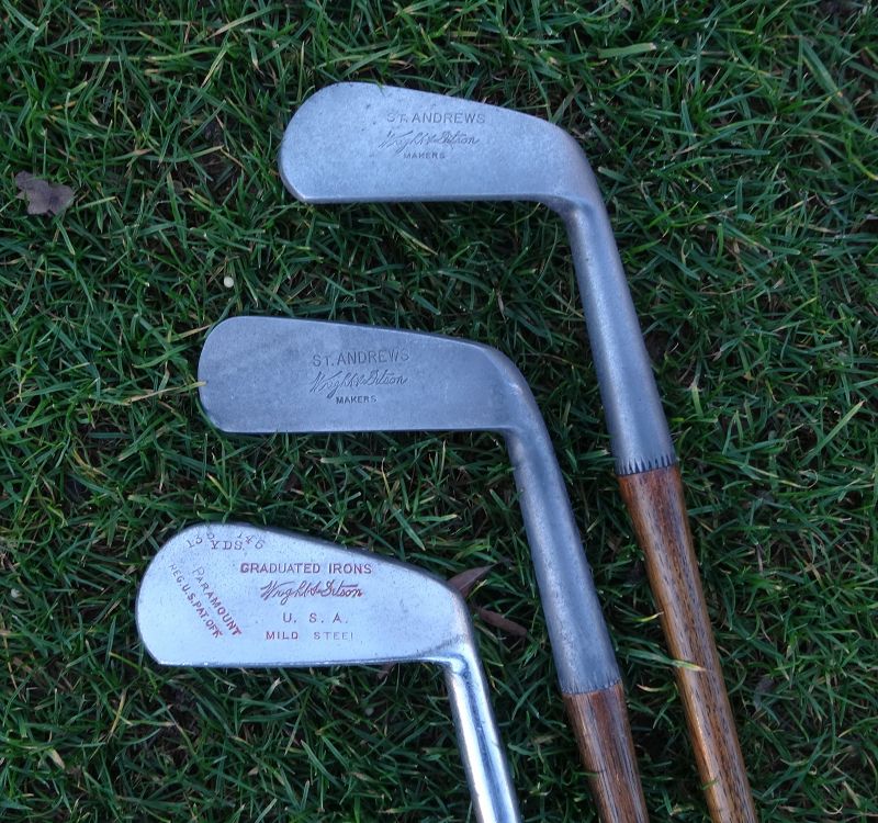 3 Wright Ditson Golf Clubs Hickory Smooth Face Clubs ST ANDREWS RARE