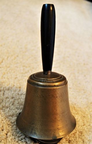 C1870 Lovely Antique School Teacher Bell Solid Brass Wood Handle