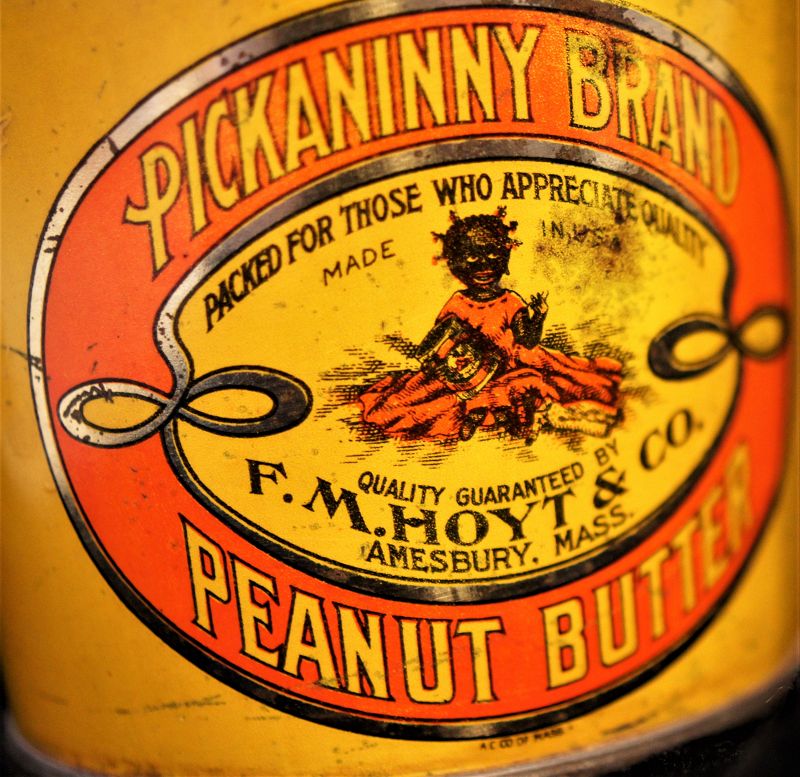 C1920 Pickaninny Brand Peanut Butter 1 LB Tin FM Hoyt Co Amesbury MA