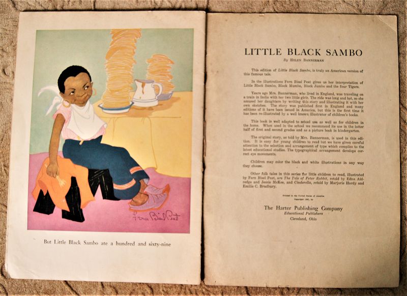 1931 Little Black Sambo Book Illustrator Fern Bisel Peat Lrg Softcover