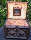 C1880s Tramp Art Locking Mirrored Jewel Box Fabulous Early Folk Art