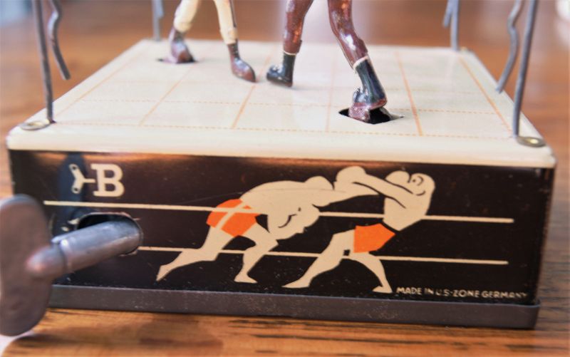 C1945-49 Black Americana Tin Windup Boxing Toy US ZONE GERMANY