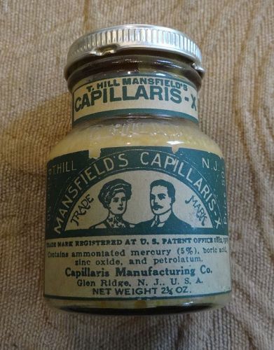 1939 Mansfields Capillaris-x Skin Antiseptic Ointment Medicine NJ