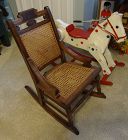 C1880s Victorian Antique Childs Rocking Chair Hardwood w/Fancy Crest