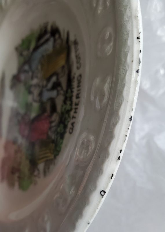 C1850 Slave Themed Staffordshire Child's ABC Plate GATHERING COTTON