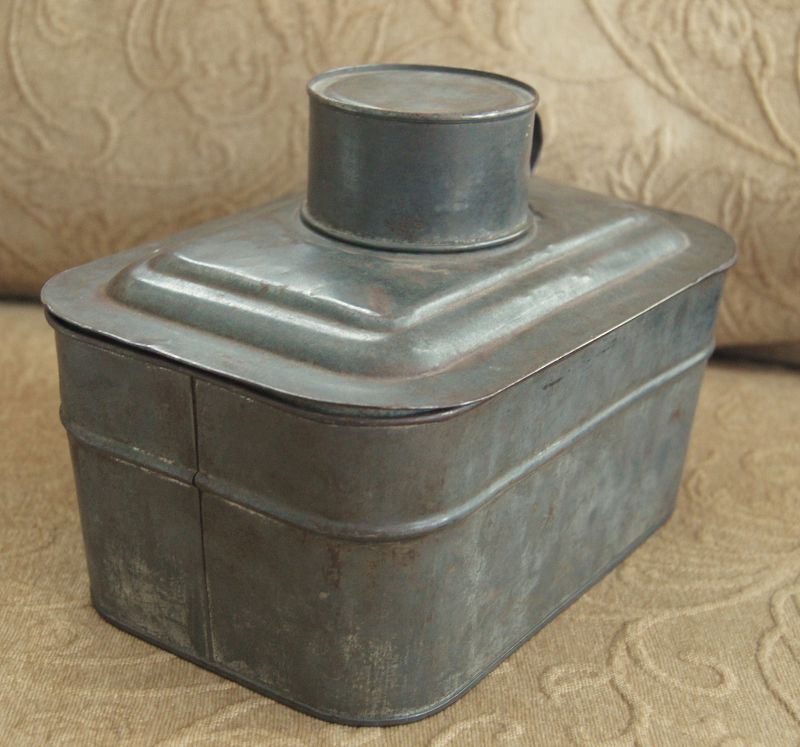 Unique C1890s Tin School Lunchbox with Handled Cup and Dining Tray