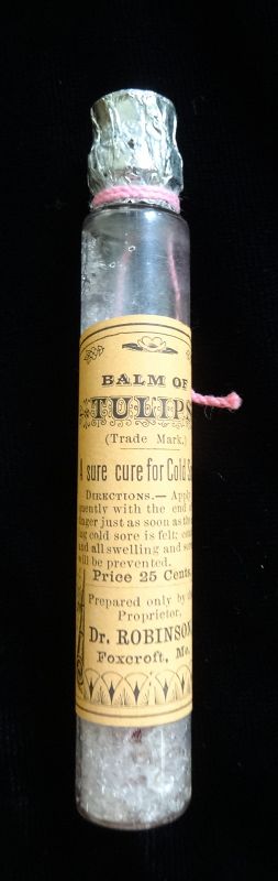 1890s Cold Sore Cure BALM OF TULIPS Dr Robinsons Patent Medicine Maine