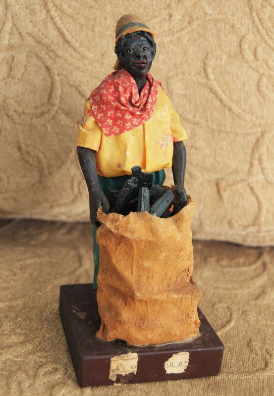 C1920s Vargas Wax Male Doll Coal Seller New Orleans Black Americana