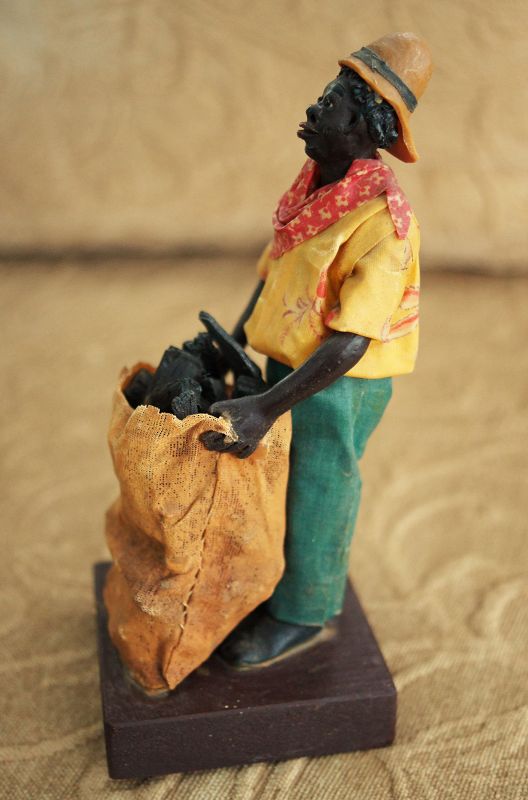 C1920s Vargas Wax Male Doll Coal Seller New Orleans Black Americana