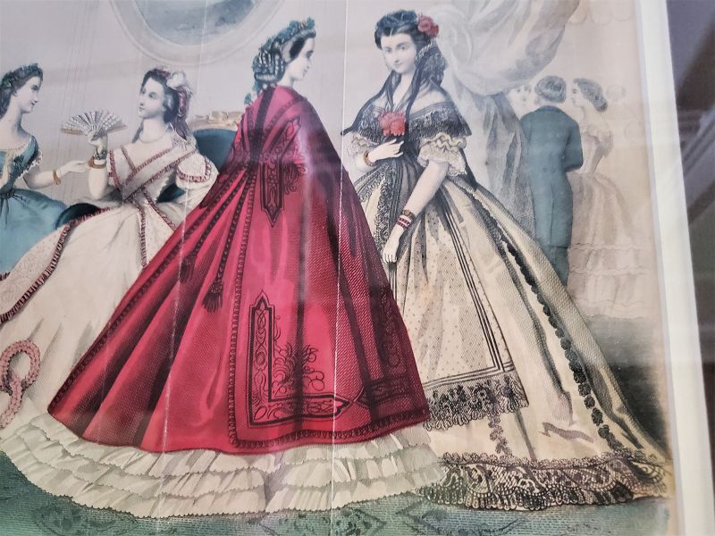 2 Antique Framed Women's 1863 Fashion Prints from Godey's Lady's Book