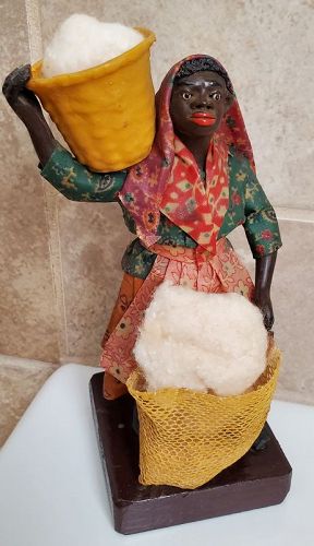 C1920s Vargas Wax Black Female New Orleans Cotton Seller Doll Figure