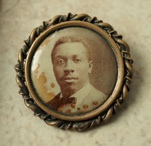 C1890s RARE Mourning Pin Brooch of African American Man