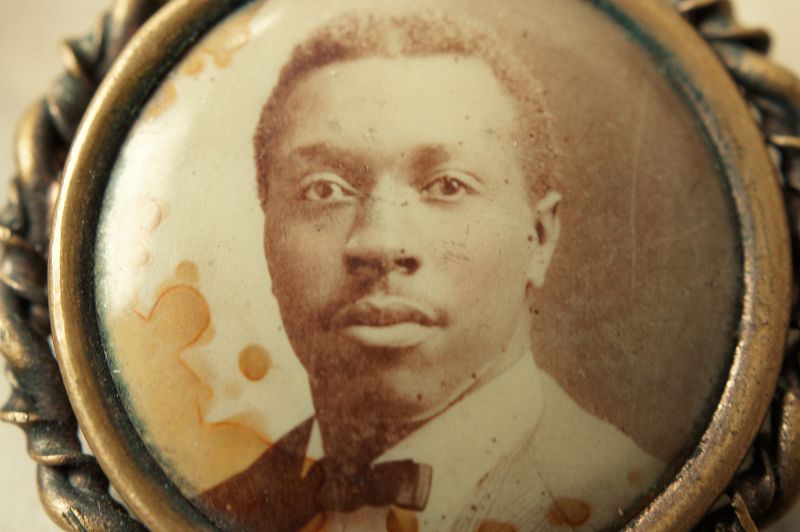 C1890s RARE Mourning Pin Brooch of African American Man