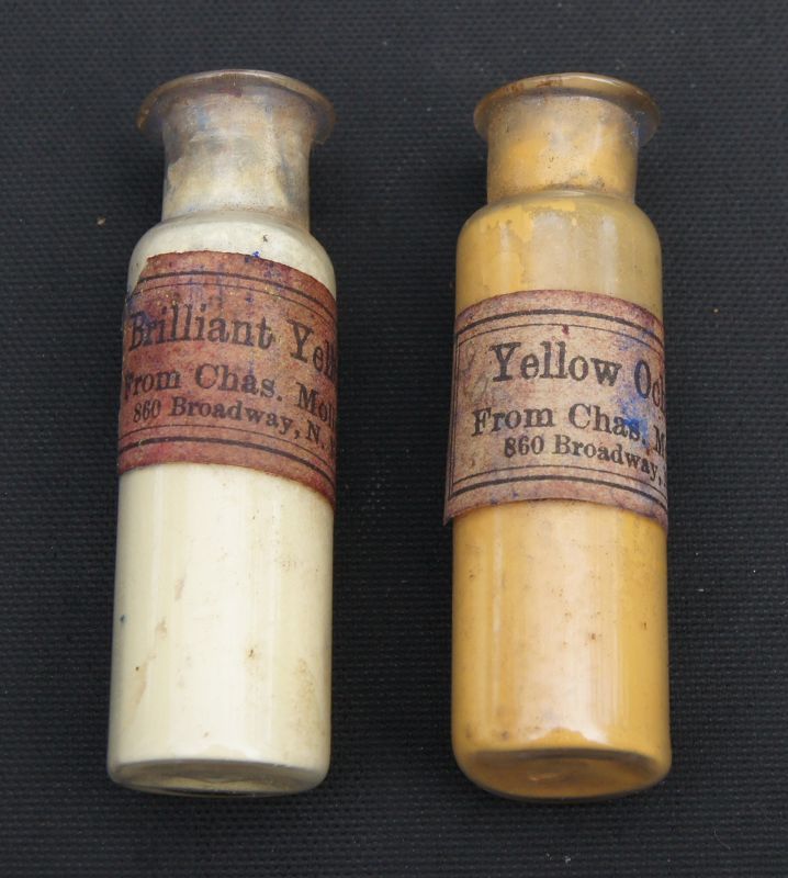 Collection of 8 Rare 19thC Artist Paint Pigments in Corked Glass Vials
