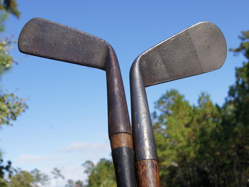 Two C1905-1910 Smooth Face Golf Clubs Hickory Shaft Gibson Scotland