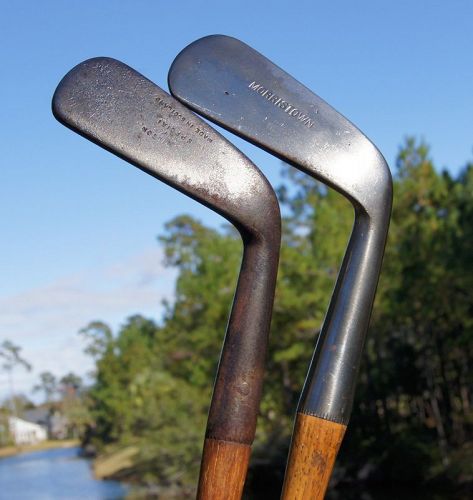 2 C1905 Golf Clubs SMOOTH FACE Hickory Shaft Scotland Wilson Spalding