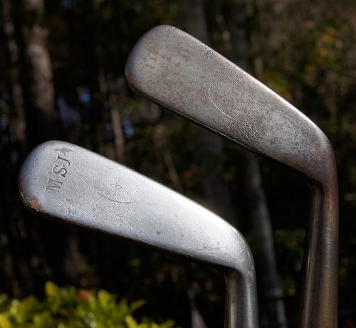 Two C1915 MASHIE Golf Clubs Smooth Face Low Profile Hickory Shaft
