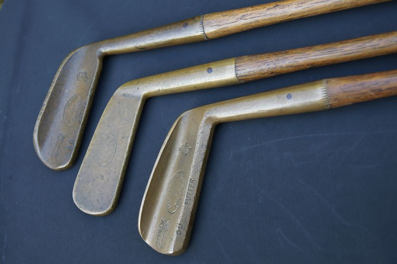Three Fab C1920s Golf Clubs Brass Head Putters McGregor Hickory Shaft